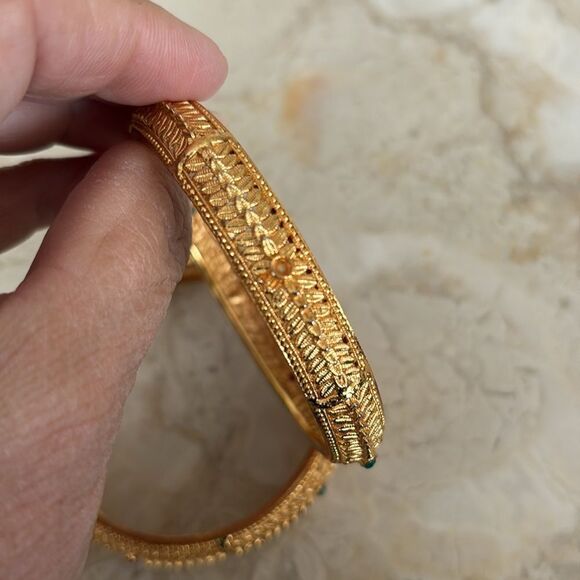 Set of 2 Matching Gold Plated Fancy Indian Bangles - Picture 8 of 8